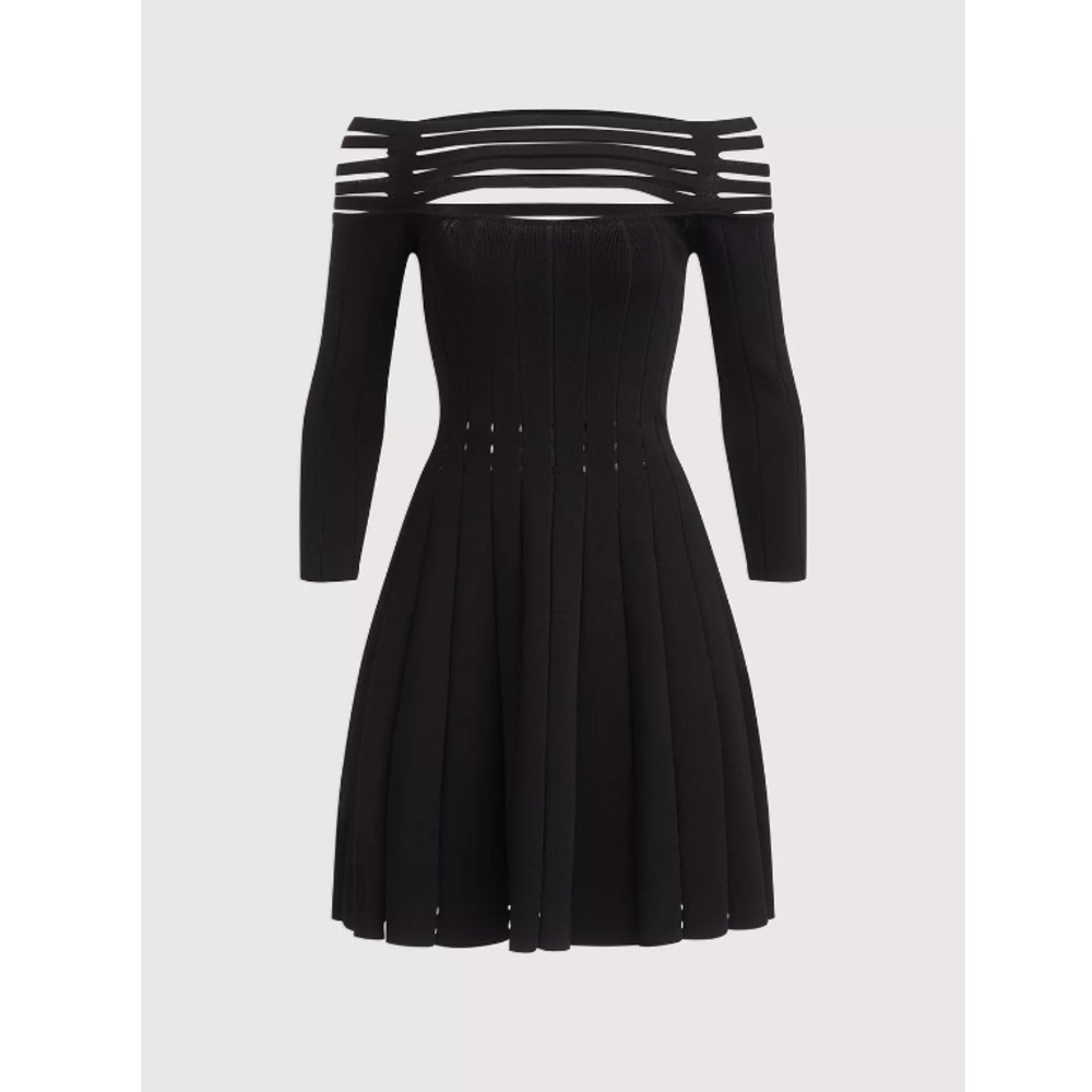 Halston Heritage Black Off-Shoulder Dress